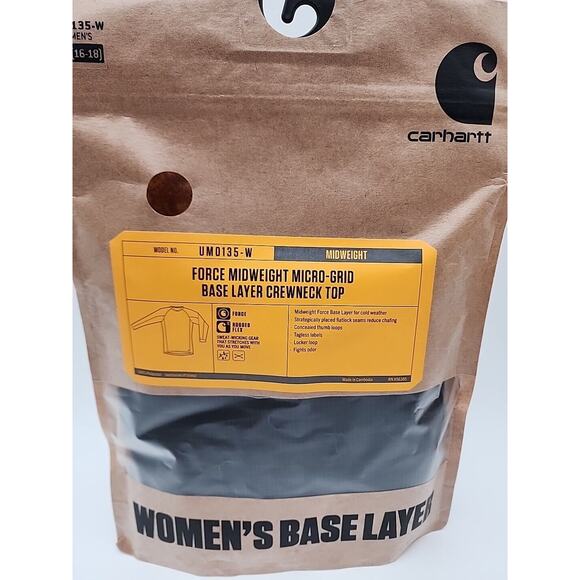 Carhartt Force Midweight Micro Grid  Base Layer Crew Top Woman Black XL UM0197-W - Picture 3 of 5